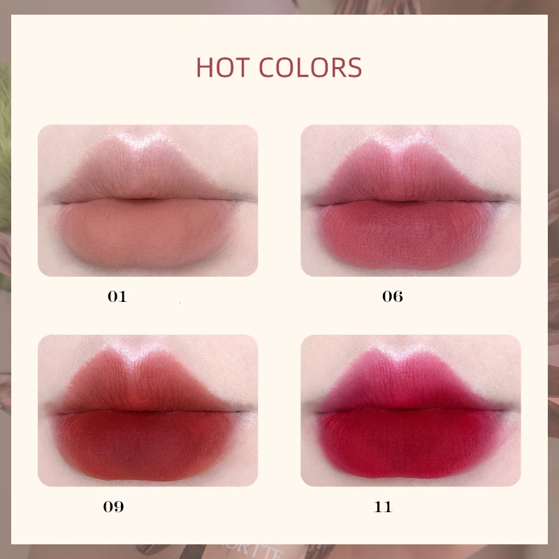 FLORTTE Beauty First Kiss Series Lip Cream Mud Velvet Matte Lip Lasting Tint Blooming Liquid Lipstick Makeup Women Cosmetics