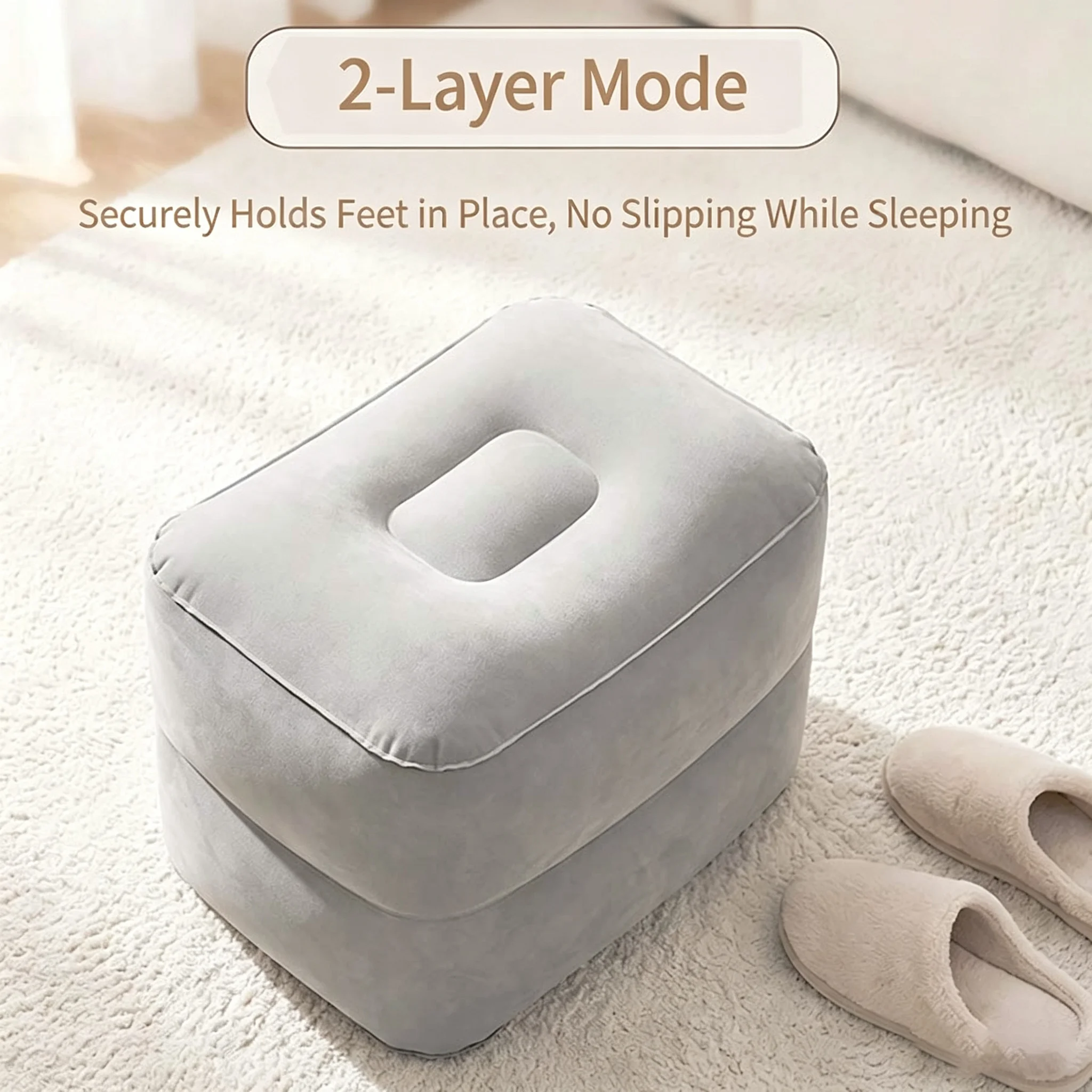 1Pcs Portable Inflatable Foot Rest Cushion Foldable Storage Design Lightweight Foot Support For Travel Office And Car Trip