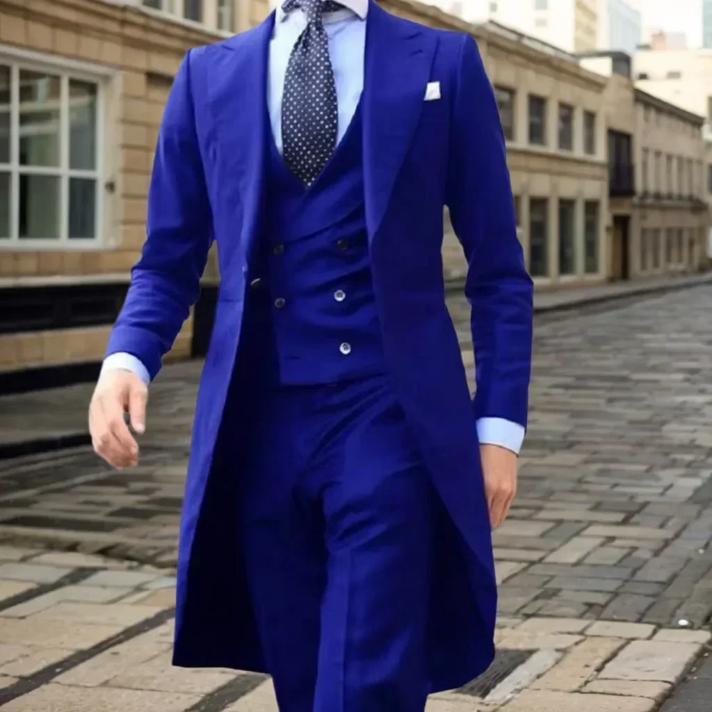 Traje elegante para hombre, traje ajustado, chaqueta de 3 piezas, chaleco, pantalones, conjunto de esmoquin Formal para boda, disfraz de escenario,