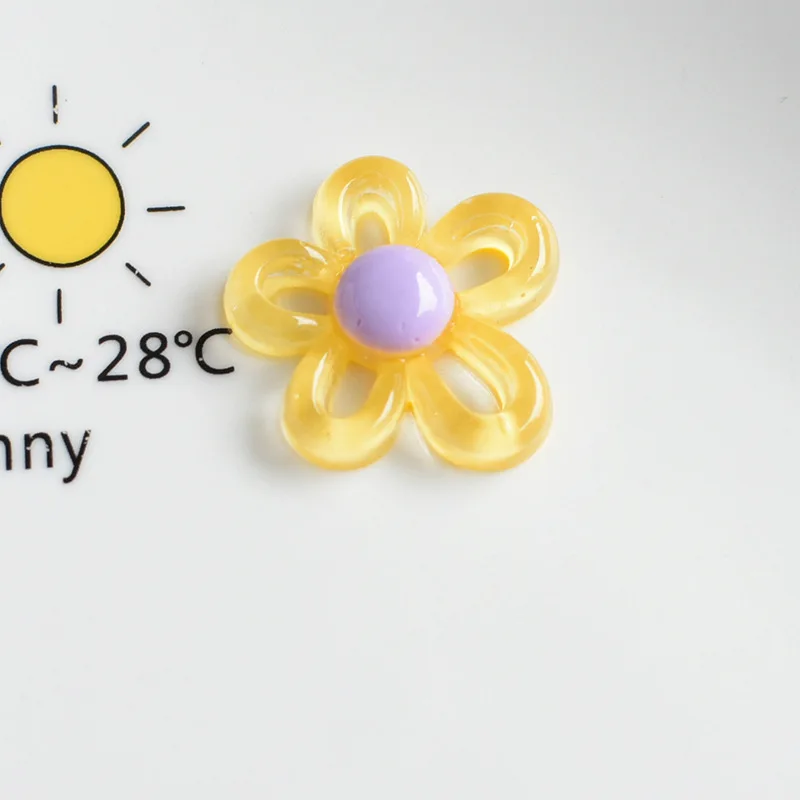WFFNNKC 10-20Pcs Transparency Color Flower Resin Crafts Cute Hairpin Jewelry Decor Patch DIY Garment Sewing Supplies Accessories