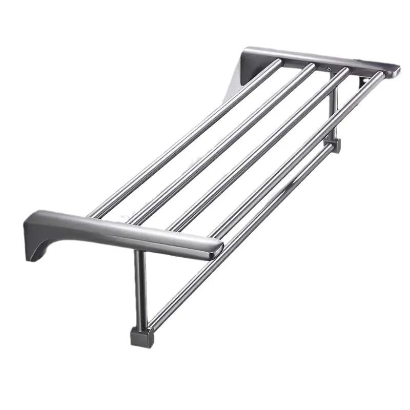 For Brushing Gun Gray Towel Rack Non-punching Stainless Steel Bath Towel Rack Bathroom Luxury Hanging