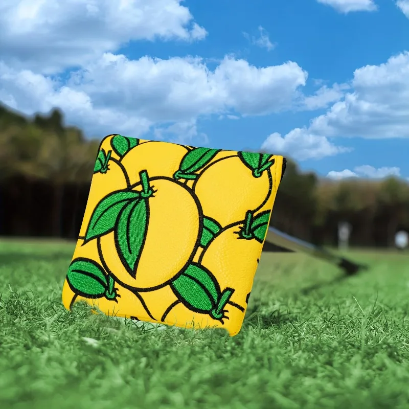 قطعة واحدة من غطاء رأس نادي الجولف الأصفر، غطاء رأس وضع الجولف، تصميم نمط برتقالي، ملحقات الجولف، مقاوم للغبار ومتين