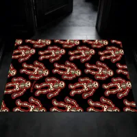 Velvet Carpet with Fun Skull Pattern in Dark Colors, Perfect for the Festive Atmosphere of Living Rooms, Bedrooms, Parties, and Halloween, Suitable for Autumn and Winter Seasons