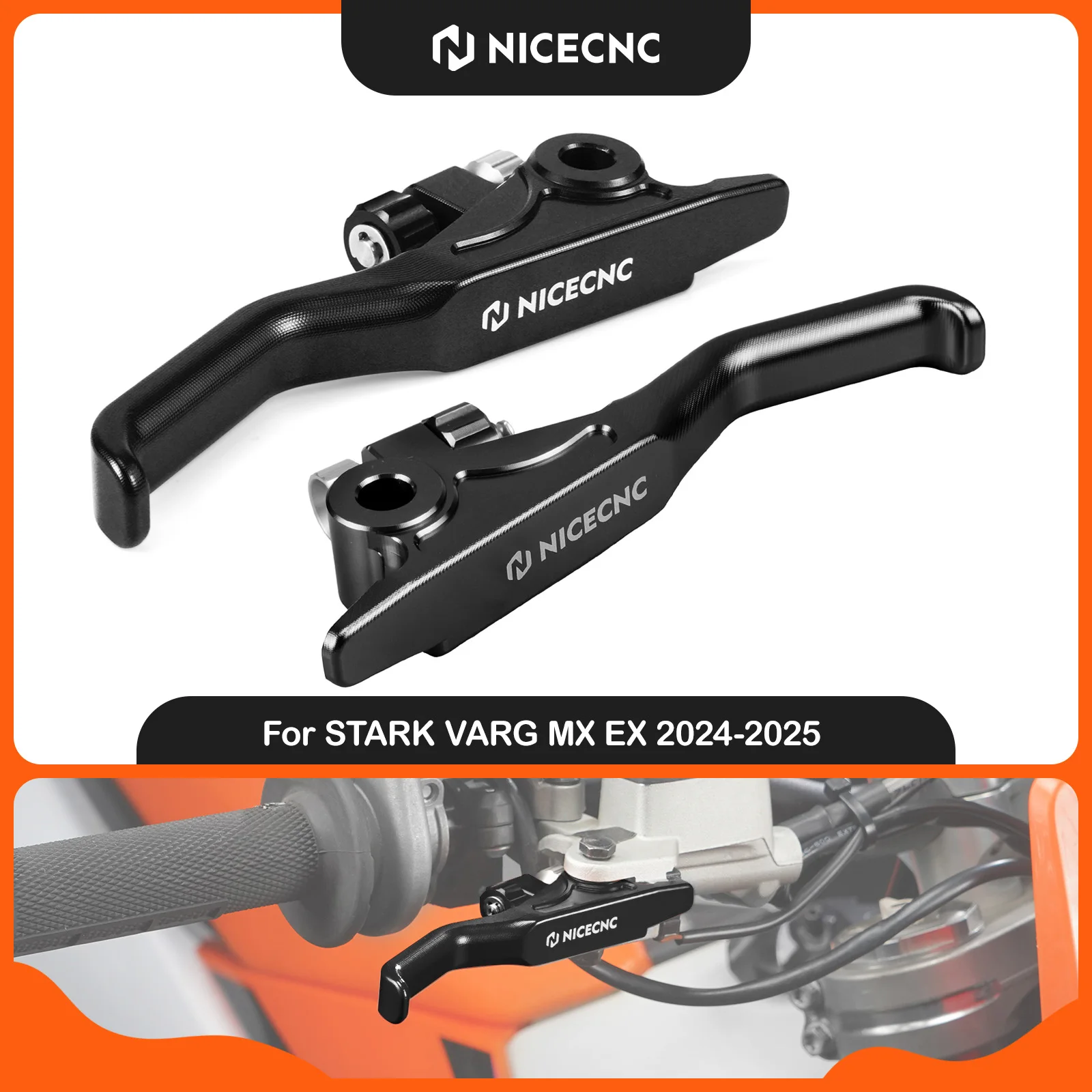 NICECNC Für Stark Varg EX MX 2024-2025 Links Rechts Shorty Bremshebel Aluminium Elektrische Motorrad CNC-gefräste Zubehör