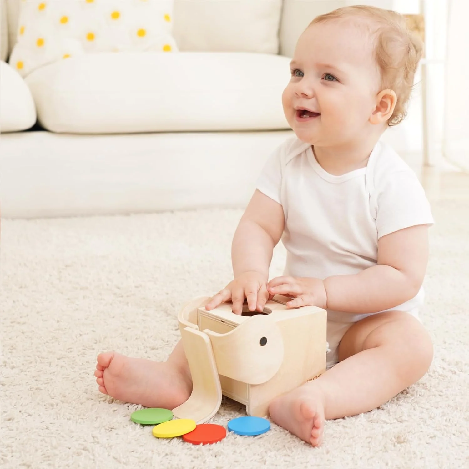 Clasificador de formas de elefante para bebés: ¡Lanzar formas para recuperar juguetes, desarrollar habilidades motoras finas entre se divertir!