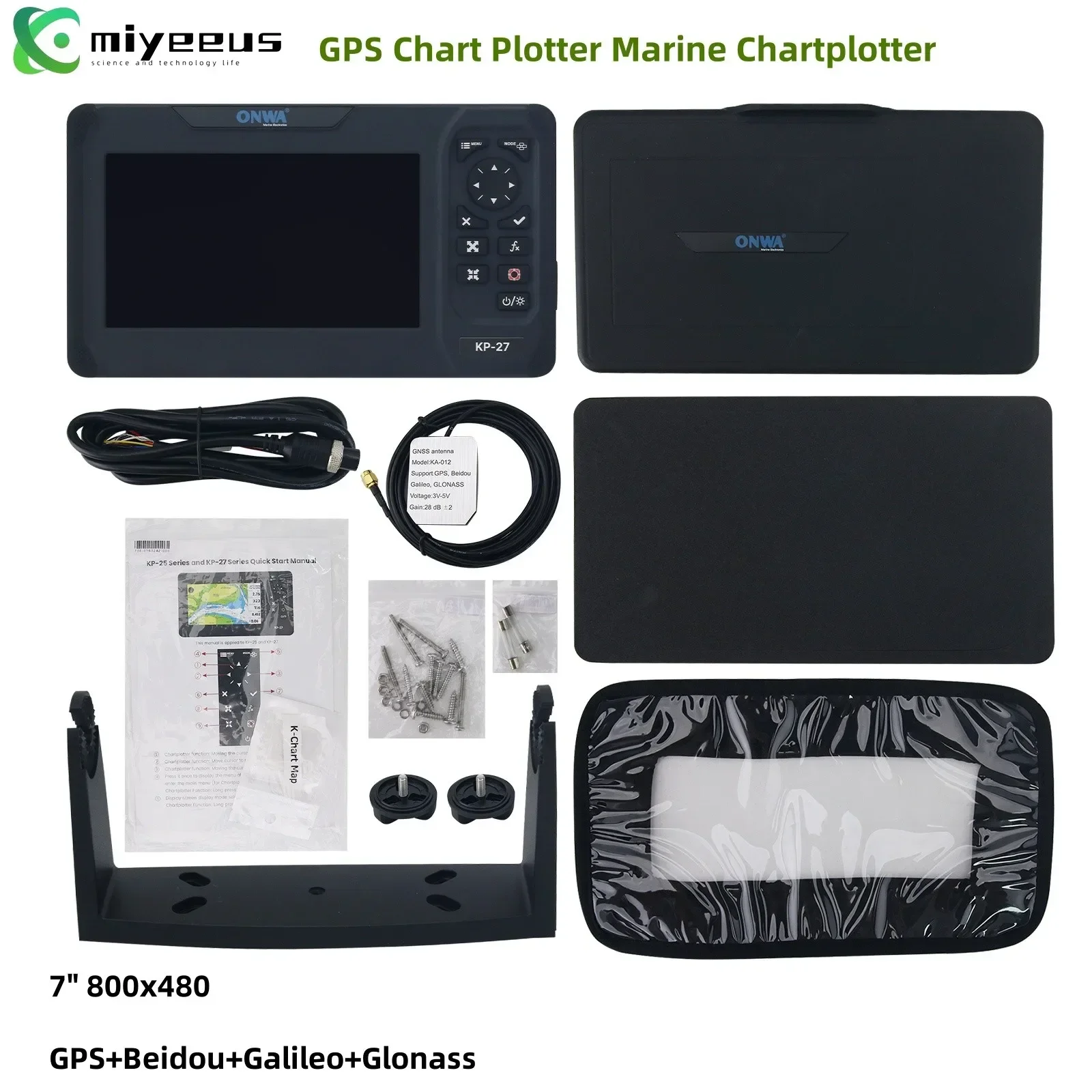 ONWA KP-27 7-inch Marine GPS Chart Plotter GPS SBAS Marine Navigator Locator Display Function Ship Boat Support GPS and GALILEO