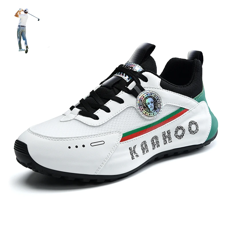 

New Athlete Golfing Sneakers for Men Leather White Sport Golfer Training Shoes Mens Athletic Golf Practice Fitness Footwear