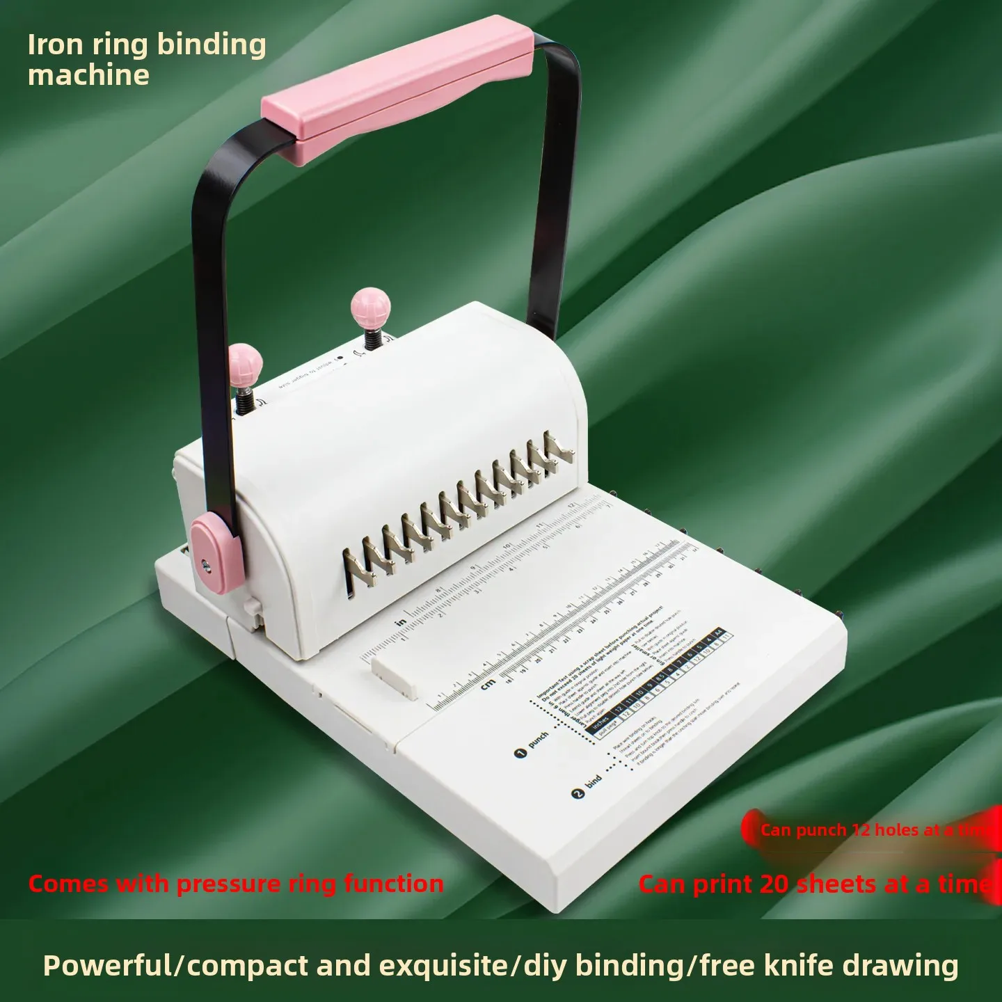 MW12 Iron Ring Binding Machine Double Coil Full Knife 12-Hole Round Hole Punch Loose-Leaf Book Binding Machine