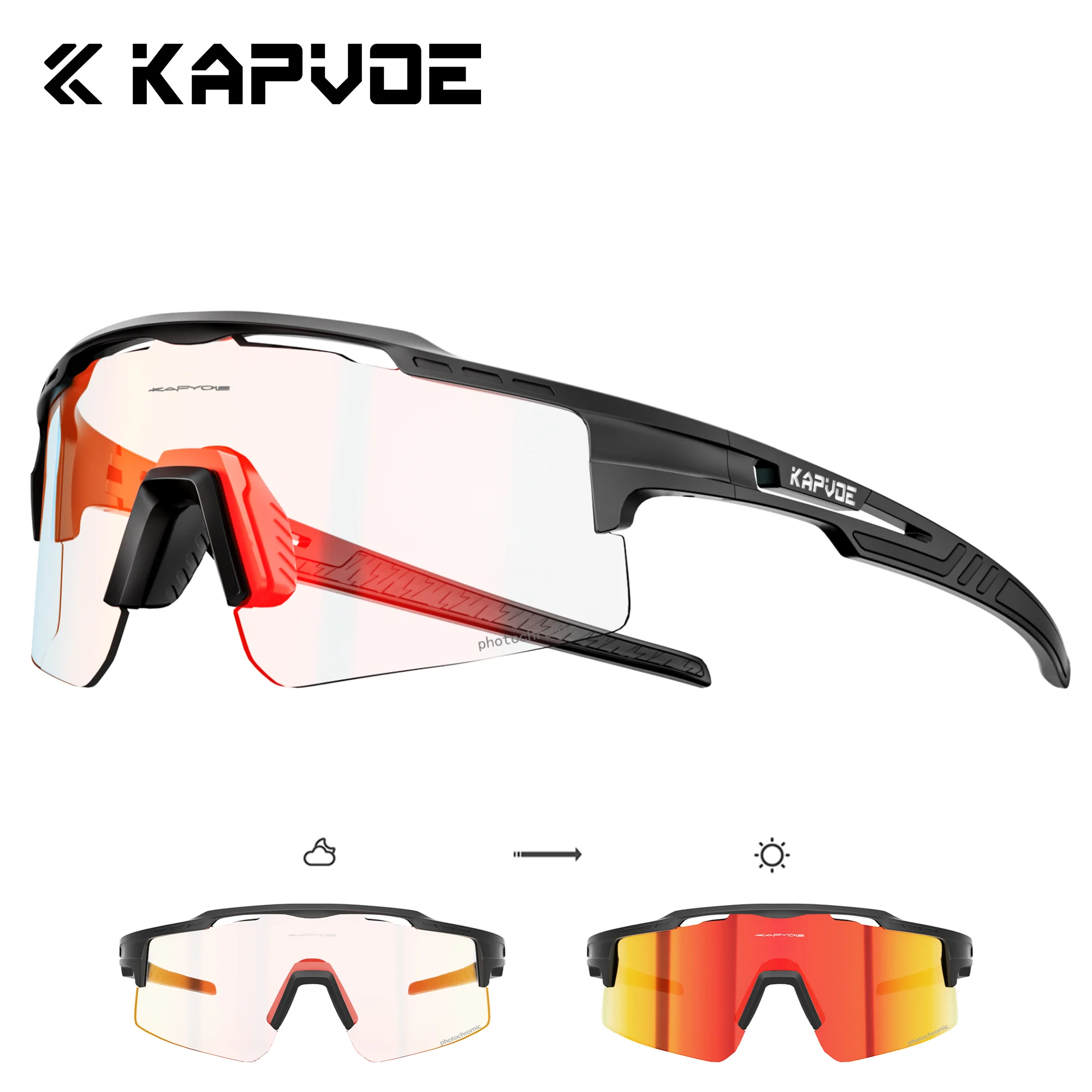 

KAPVOE фотохромные походные очки велосипедные солнцезащитные очки женские ночные велосипедные очки мужские велосипедные спортивные уличные велосипедные очки UV400