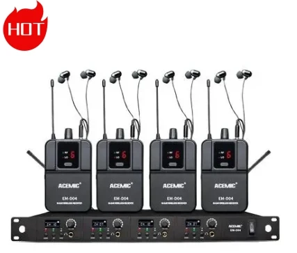 

For Acemic EM-D04 four channel wireless in ear monitor system stage monitor bodypack microphone for stage performance teaching