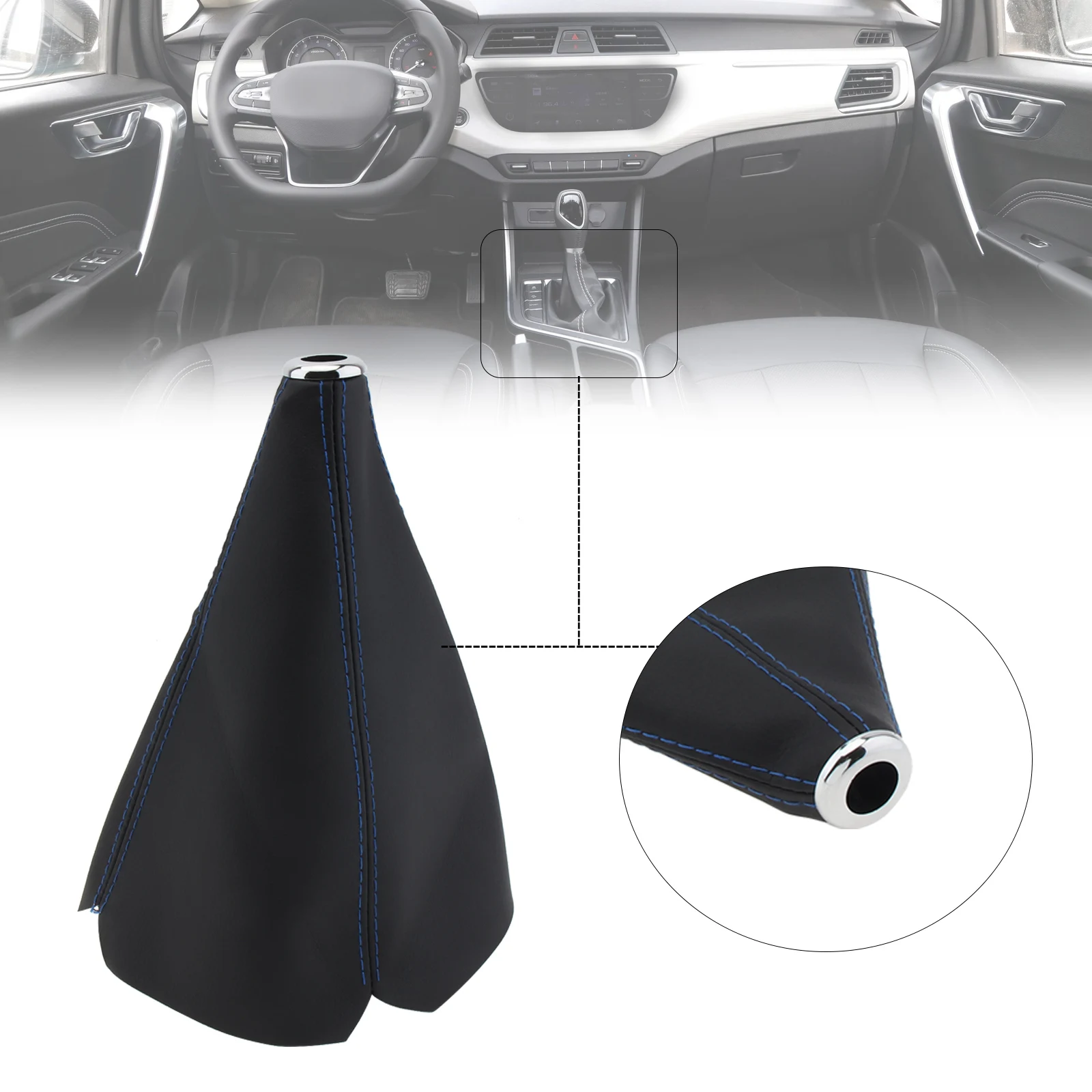 

15mm Universal Black PU Leather Lever Knob Dust Cover with Car Manual Shifter shift for Gear Shift Knob