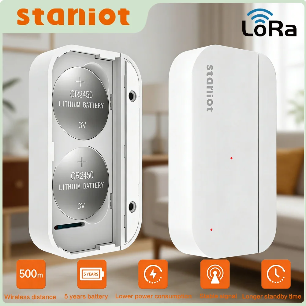 Staniot LoRa Version Door Opening Sensor 500m Transmission Distance Works with Secpanel 7 Pro Panel Wireless Door Alarm Sensor
