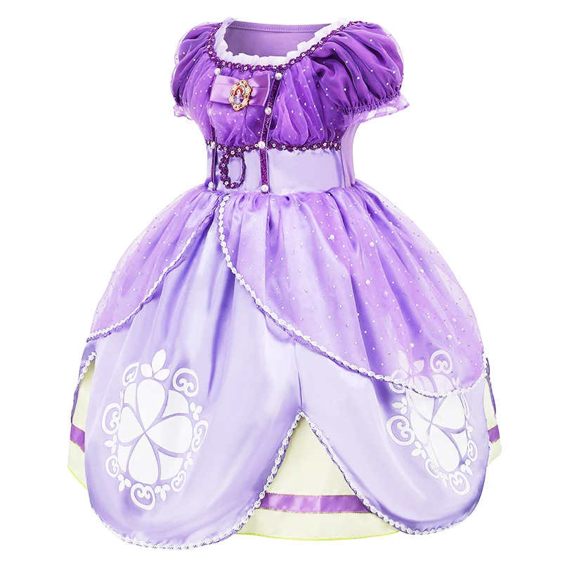 Robe Sofia pour filles de 3 6 8 10 ans, Costume de princesse pour fête d'anniversaire d'halloween, robe de bal d'été à manches bouffantes