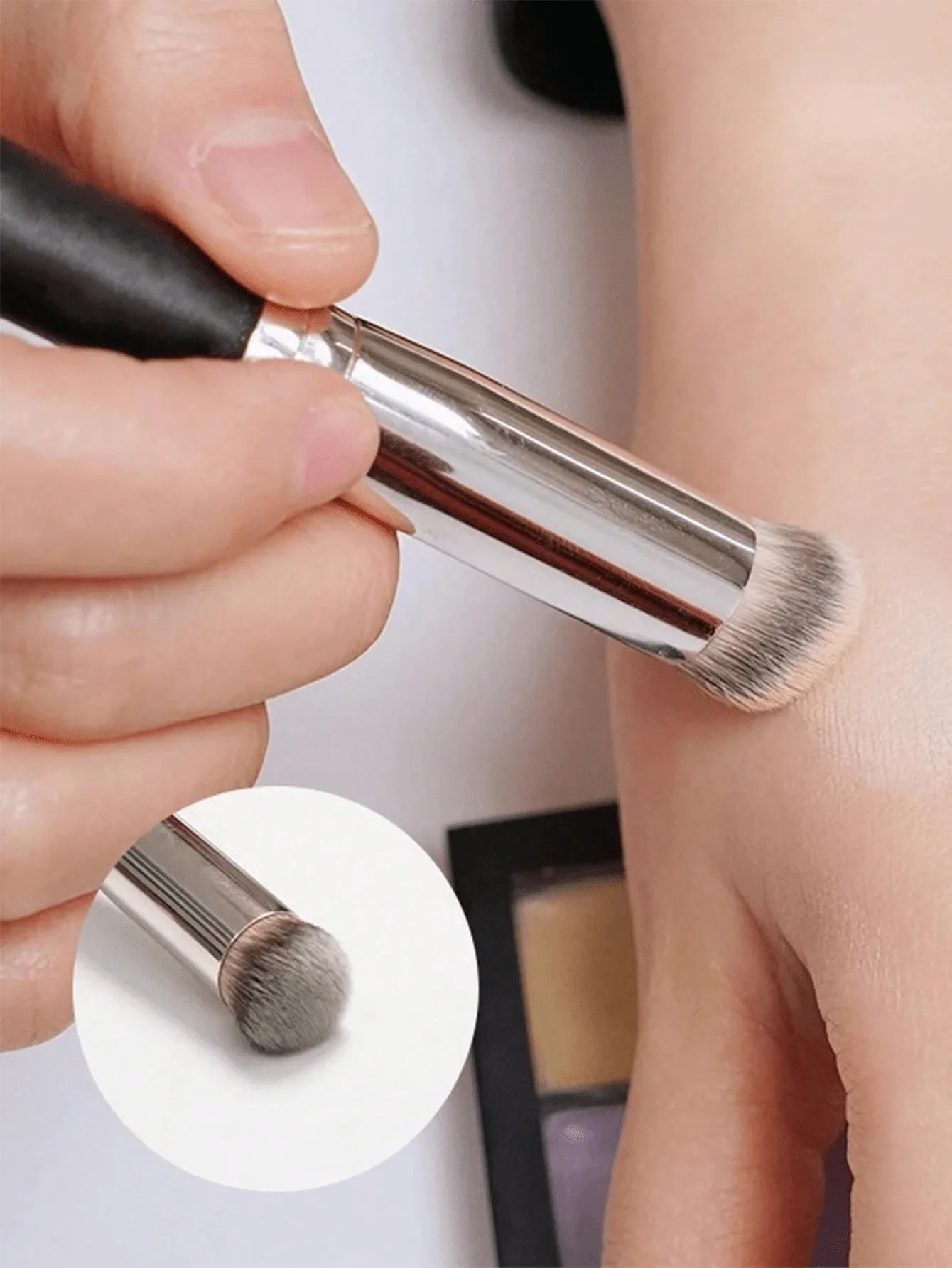1 brocha para corrector, brocha Kabuki de alta calidad para contorno de nariz y rubor, brocha para maquillaje de ojos impecable y rostro denso