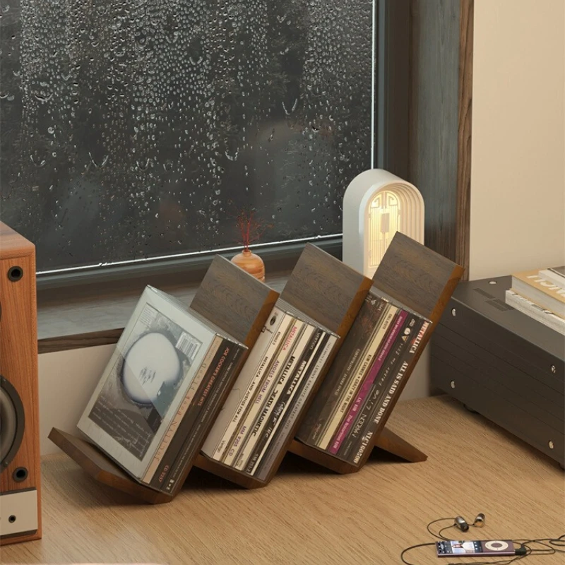 Vinyl Record Storage, Wooden Display Rack, Desktop Magazine Holder, Large CD Shelf, Rustic Home Decor Organizer
