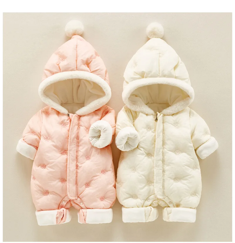 Baby Clothes Winter Onesie Plus Fleece Thickened Girls Babies Warm Cute Crawling Coat