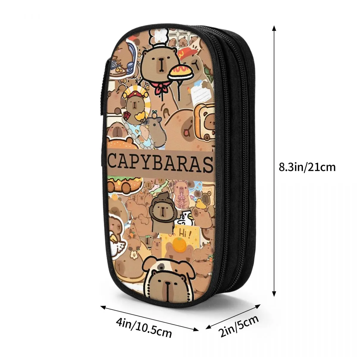 Capibara جميل قيلولة مقلمة مقلمة المدرسة قماش بنات بنين لطيف سعة كبيرة صندوق رصاص القرطاسية المدرسية