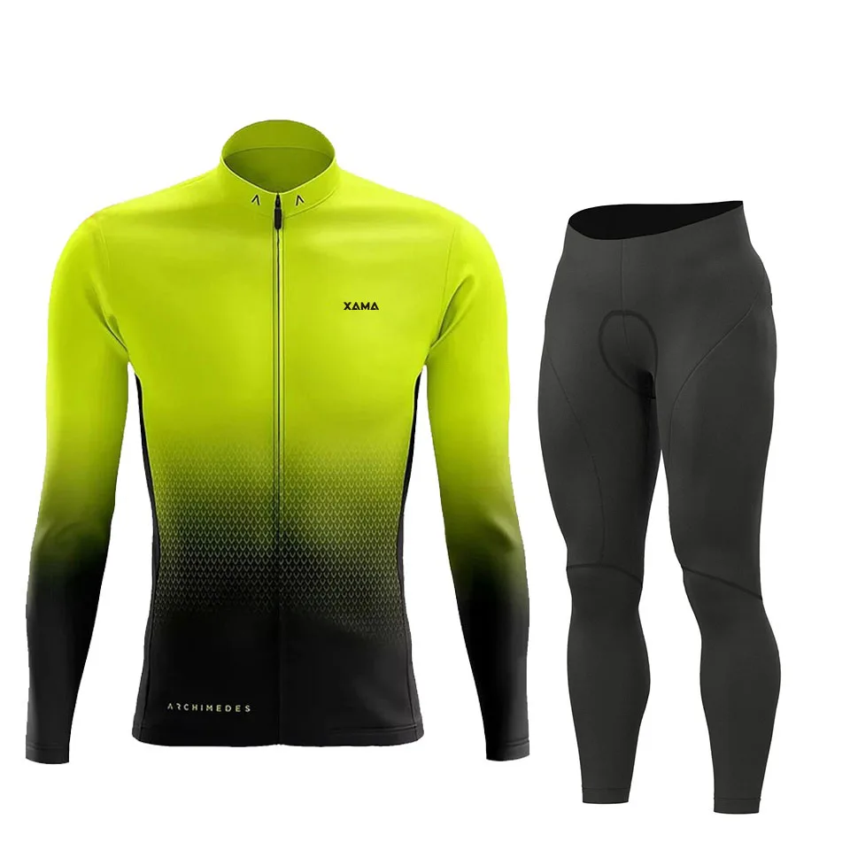 

XAMA Cycling jersey set, team long-sleeved set, cycling clothing, breathable sports men's road cycling set, MTB pants for autumn