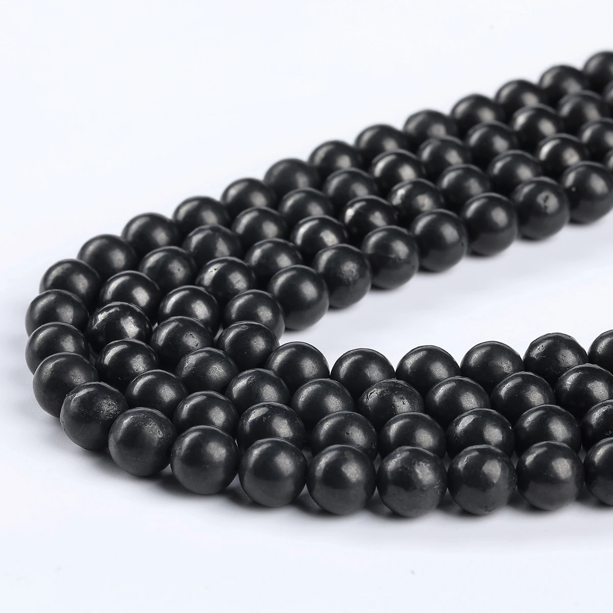 Genuine Natural Stone Russian Shungite Bead Round Loose Spacer Gemstone Bead For Jewelry Making Bracelet Necklace Accessory