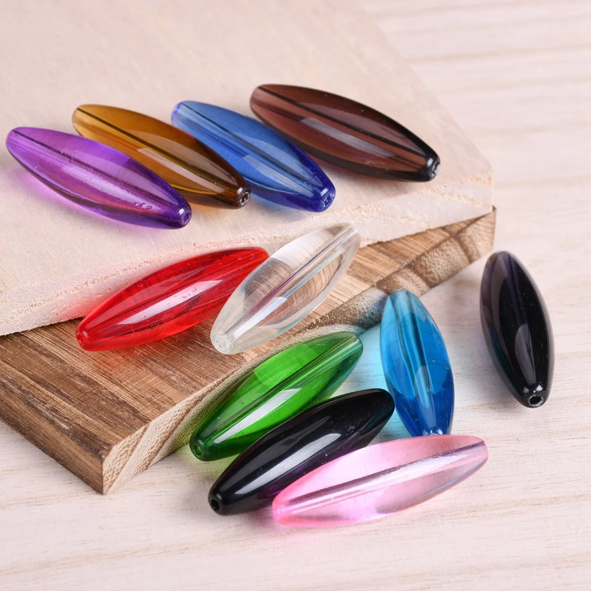 40mm x 12mm 5 szt. Długie owalna tuba w kształcie błyszczącego kryształowego szkła luźne koraliki dla wyroby biżuteryjne DIY znalezisk