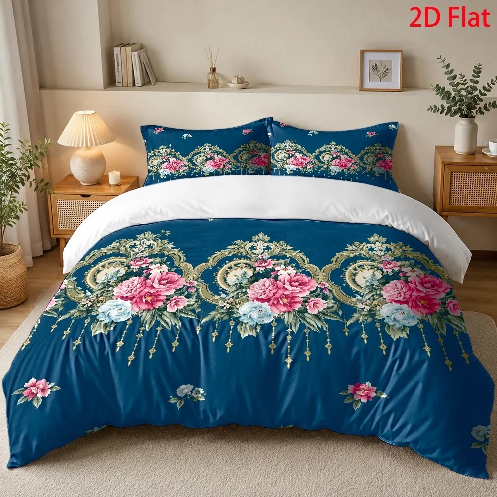 Pink Rose Wreath Goddess Duvet Cover Set Multi Size Quilt Cover Queen Size Bedroom Bedding Decoration Machine Washable Adult Boy Girl Bedroom