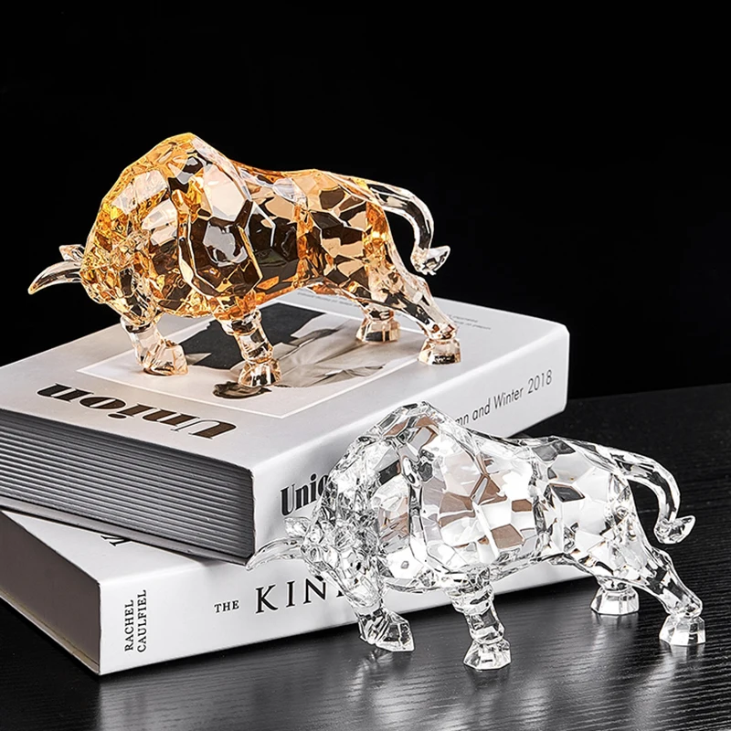 Imagem -05 - Decoração do Quarto Animal ox Escultura Enfeites de Cristal Acrílico Artesanato Estátua Sala Escritório Desktop Decoração Nórdico Arte Presente