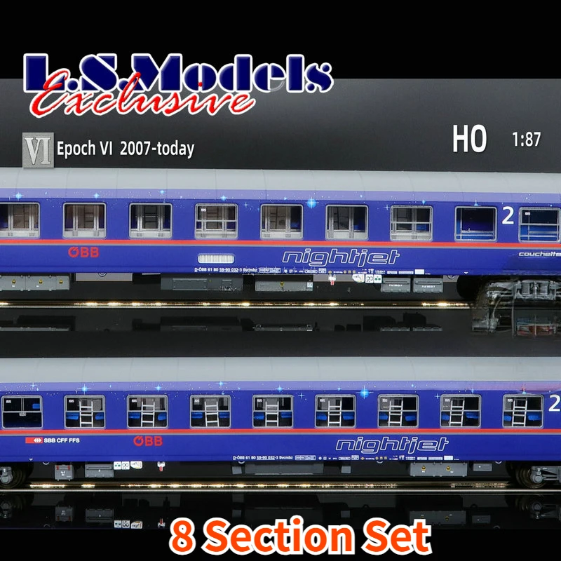 LSM Train Model HO Type 1/87 NIGHTJET 2116 Night Train Eight-car Set Rail Car Model Toy