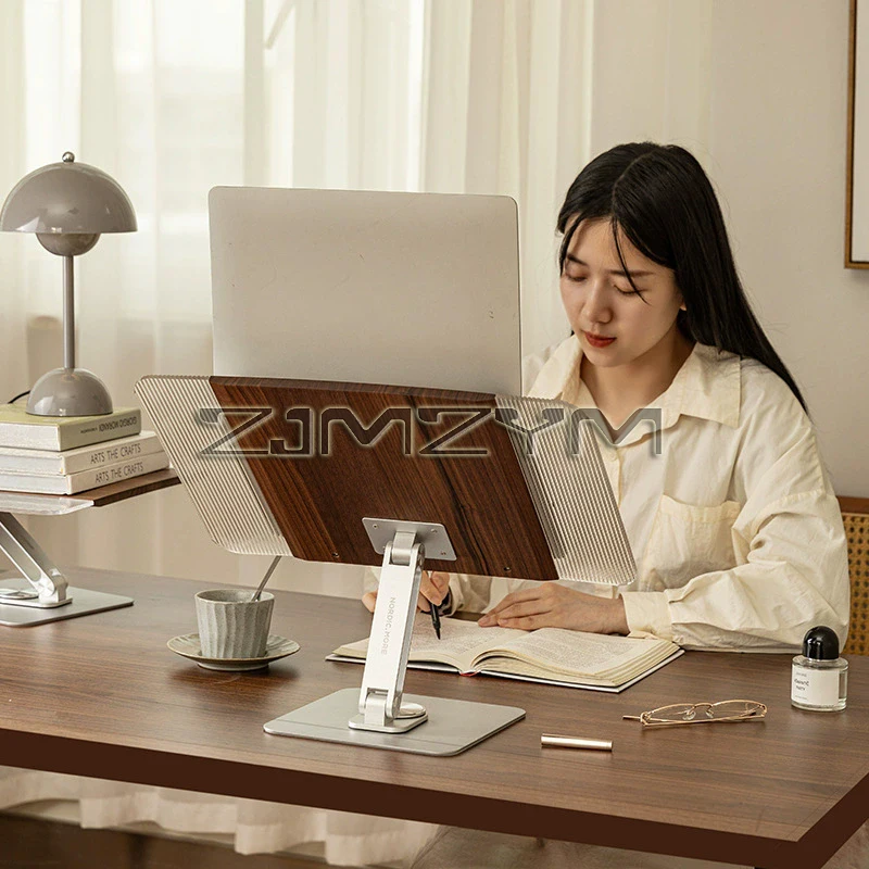 حامل كتب للقراءة حامل كتب قابل للتعديل مع 360 درجة °   قاعدة دوارة، مشابك صفحة مرنة، حامل رفع لسطح المكتب قابل للطي