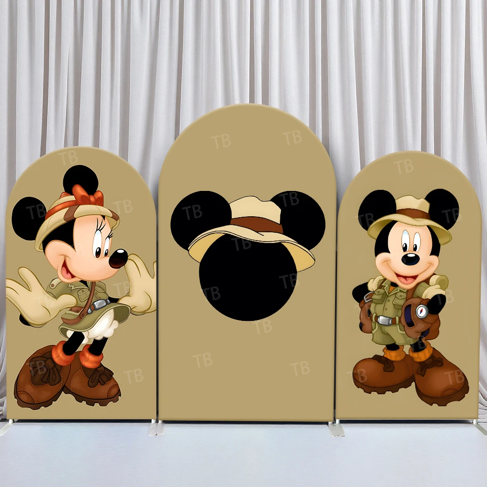 

TB Disney Mickey Mouse Arch Backdrop Cover for Baby Shower Kids Birthday Party Decor Photo Background Wall Props Elastic Fabric