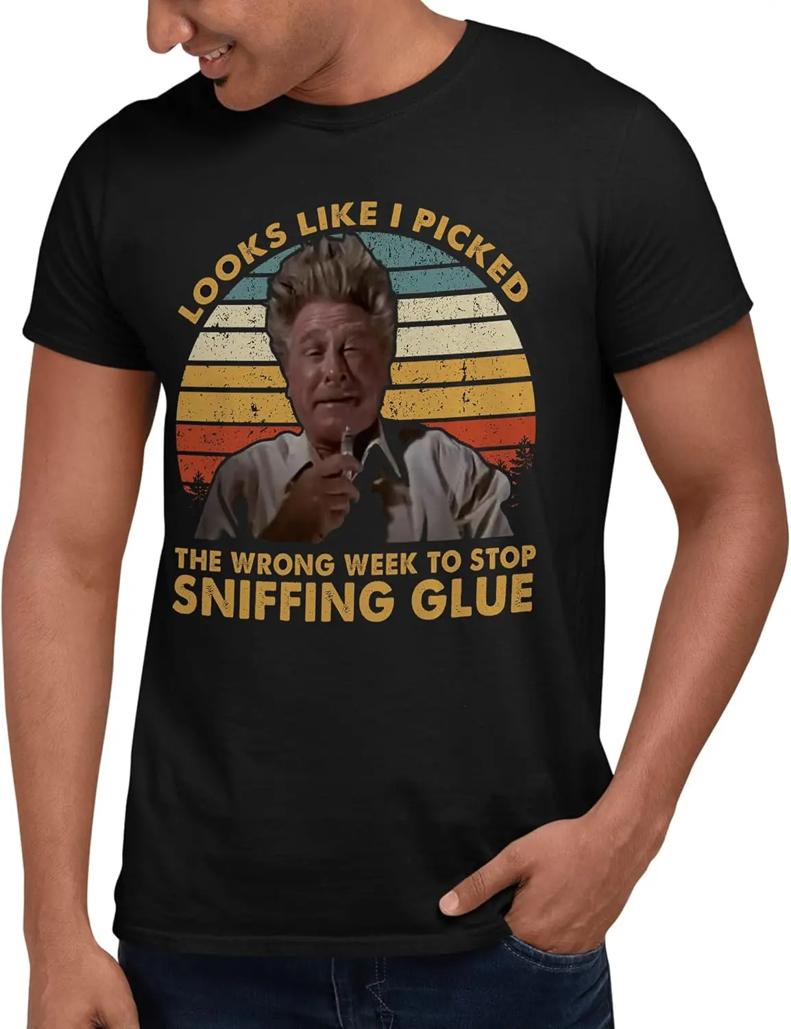 Looks Like I Picked The Wrong Week to Stop Sniffing Glue Vintage T-Shirt Black, Small-3X-Large