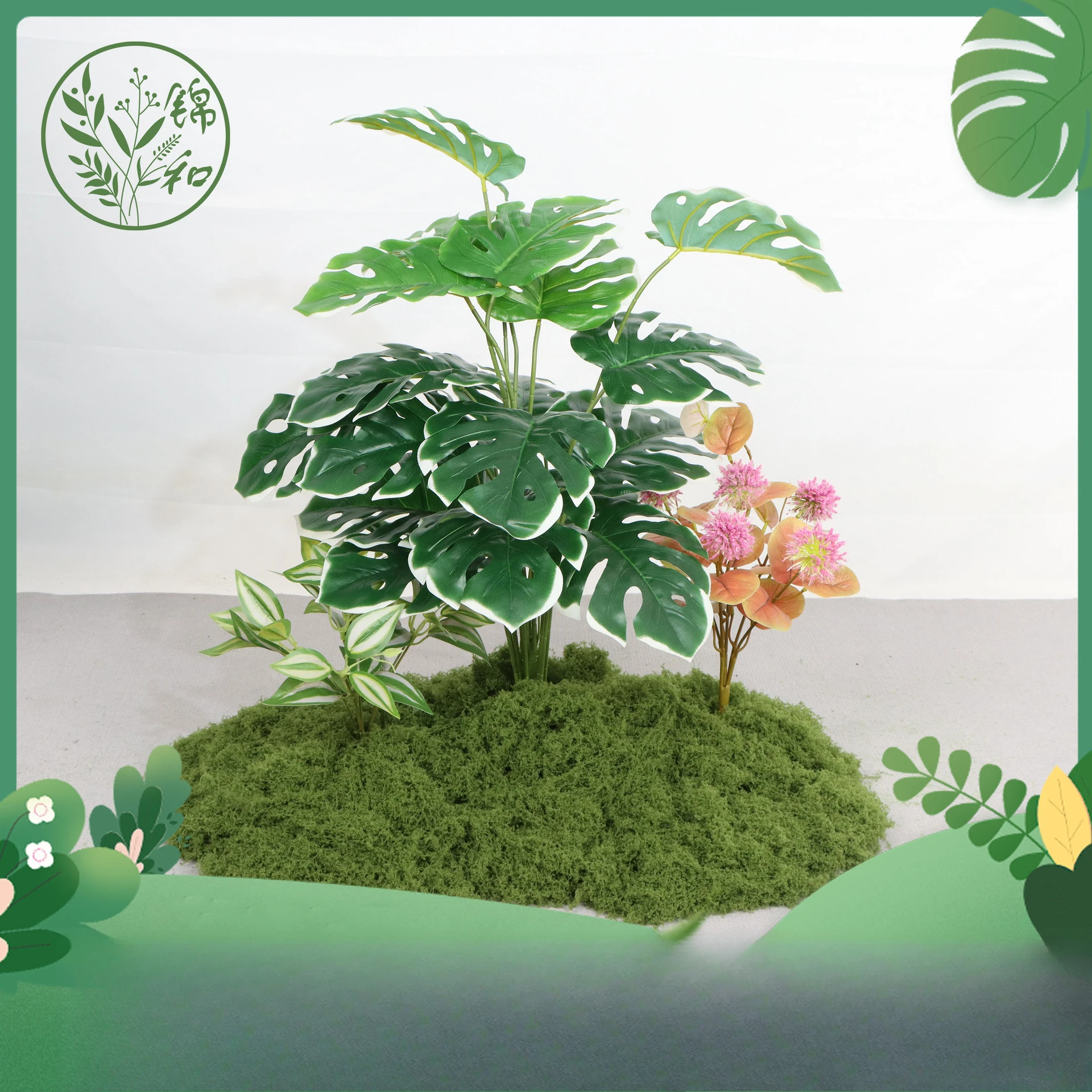 

Simulated turtle back leaf moss grass silk landscaping home decoration decoration partition flower slot flower box