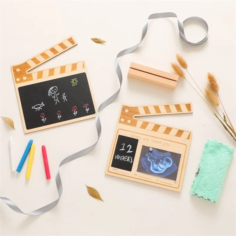 

Growth Souvenir Monthly Blackboard Writing Recording Commemorative Movie Wooden Baby Double-sided Milestone Cards Newborn Gifts