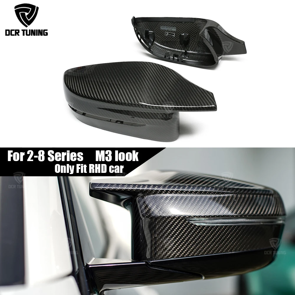 For BMW 2 3 4 5 6 7 8 Series G20 G22 G30 G32 G11 G12 G15 Dry Carbon Fiber M3/4 Look Real Replace Rear View Mirror Cover RHD only