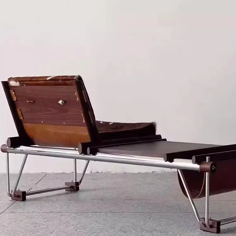 Milk cowhide bench genuine leather medieval books and newspapers coffee household stainless steel Italian style