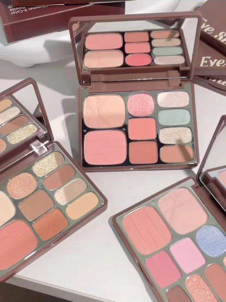 Gella's 9Color Glitter Eyeshadow Earth Color Pearlescent Shimmer Highlights Sparkling Sequin Blue Green Eyes Makeup
