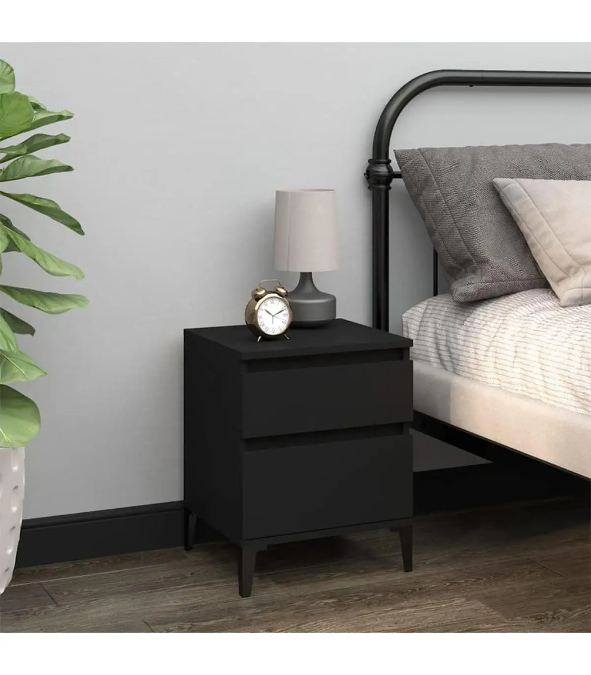 Lockers and storage cabinets black bedside table 40x35x50 cm