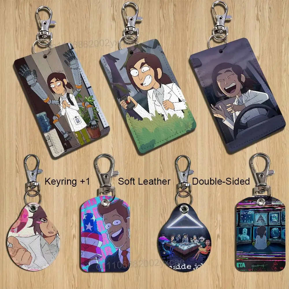 hot cute Inside Job Keychain Holder Suitable For Subway Bank Card Bus Card Case Badge Holder Wallet Card Textured pattern