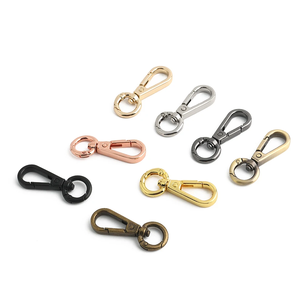 10/30/100PCS Inside:12mm Open Metal Carabiner Snap Hook Trigger Clasps Clips Swivel O-ring For Bag Strap Keychain Accessories