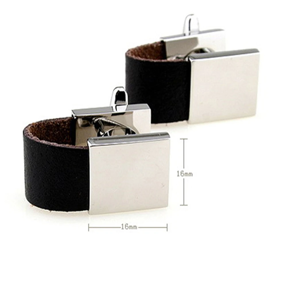 Black and Brown Leather cufflinks for man cuff link for wedding Fashion Men\'s cuff buttons