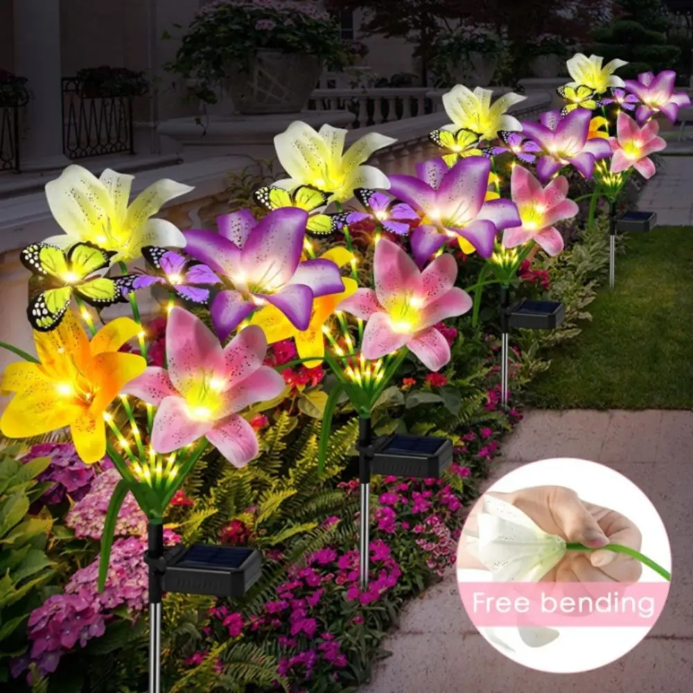 

Waterproof Solar Garden Lights Flower Decor Butterfly Design LED Landscape Lamp Ground-Mounted Outdoor Garden Lights
