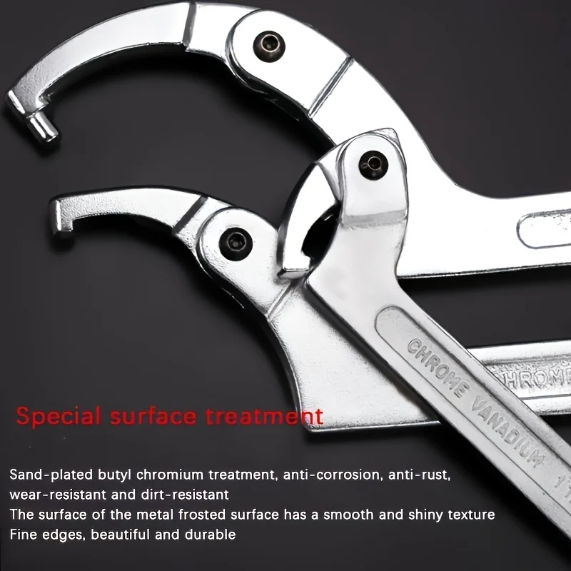 1pc Universal C-Shaped Hook Wrench, CR-V Alloy Steel, Adjustable Opening. Ideal for Square Heads, Cylinder Nuts & Shock Absorber