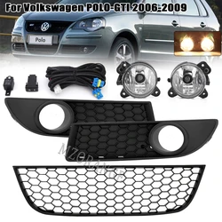 Car Fog Lights For VW Polo GTI 9N3 MK4 2005 2006 2007 2008 2009 2010 Front Bumper headlights cover Lower Grille wire accessories