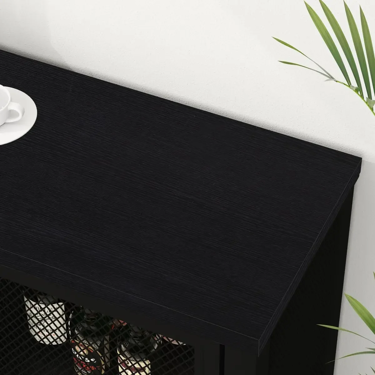 ตู้บาร์ไวน์ดํา, ตู้บาร์กาแฟพร้อมที่เก็บของ, ตู้บุฟเฟ่ต์ครัวบ้านไร่พร้อมชั้นวางสําหรับสุราและกาแฟ