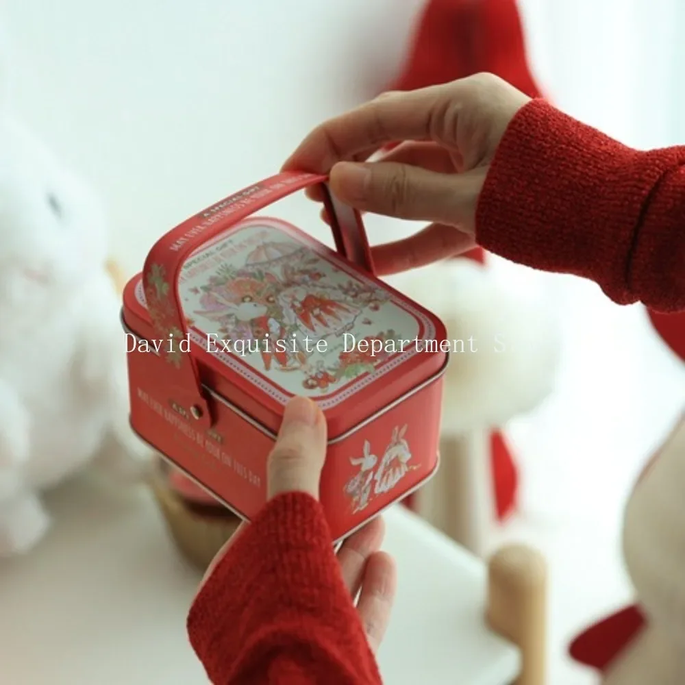Vintage Small Suitcase Storage Tin Metal Candy Box Gift Box Cookie