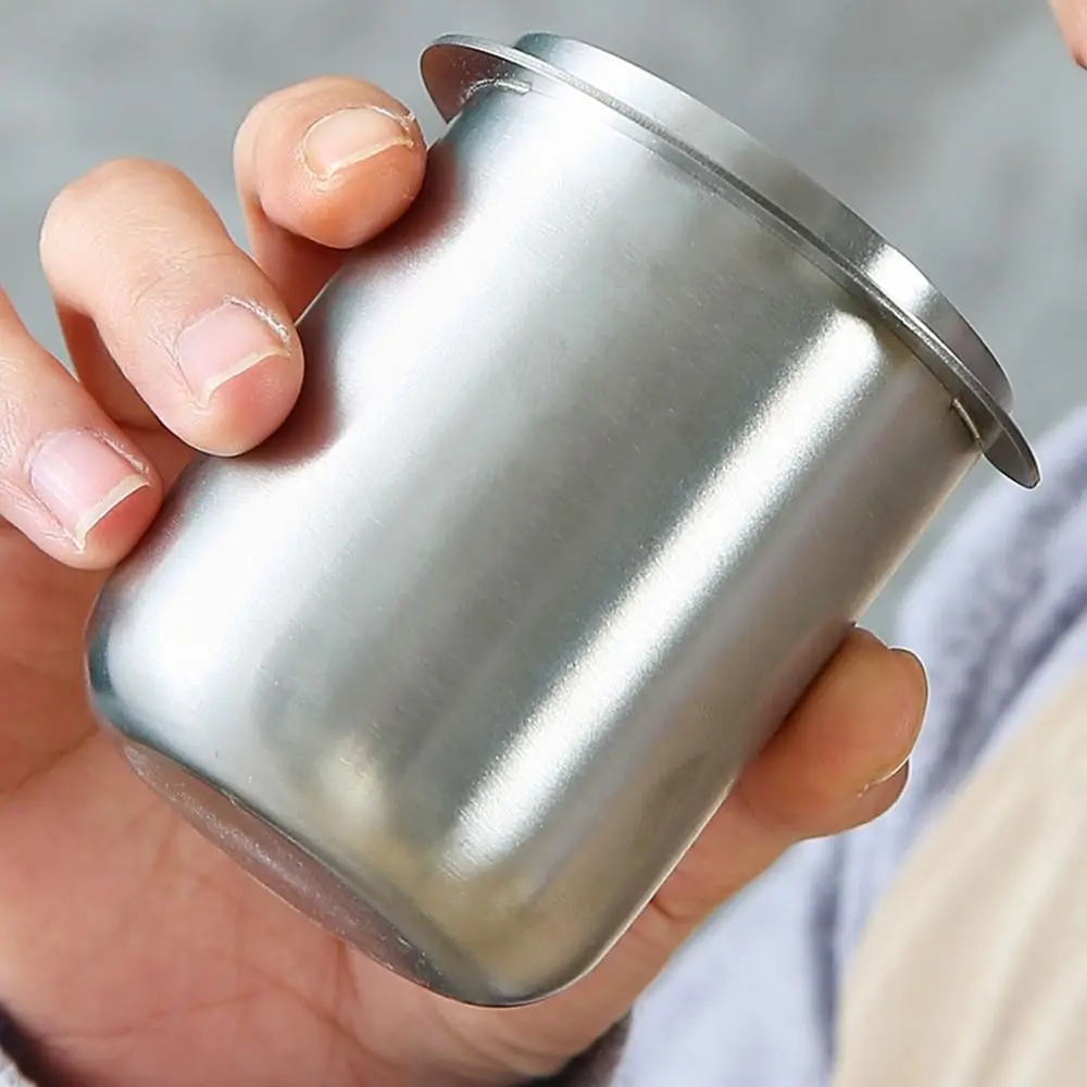 

304 Stainless Steel Coffee Dosing Cup Wear Resistant Consistent Control Espresso Measuring Cup Food-Grade Flat Bottom