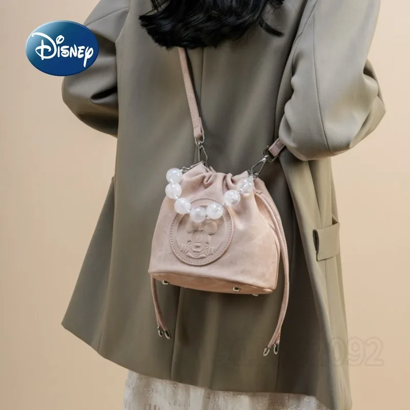 Disney Mickey New Women's Shoulder Bag Cartoon Cute Mini Fashion Trend Women's Handbag High Quality Casual Mini Bucket Bag