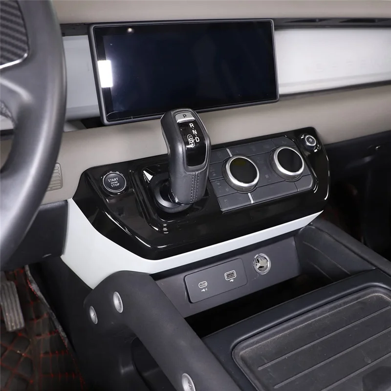 

НОВИНКА-для Land Rover Defender 90 110 2020-2023, центральная консоль с левым рулем, панель переключения передач, сменная накладка, глянцевый черный цвет