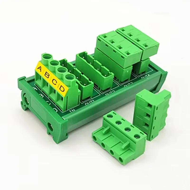 DIN Rail Installation 4x4 Position Screw Connector  Breakout Board Pluggable Terminal Block Distribution Module