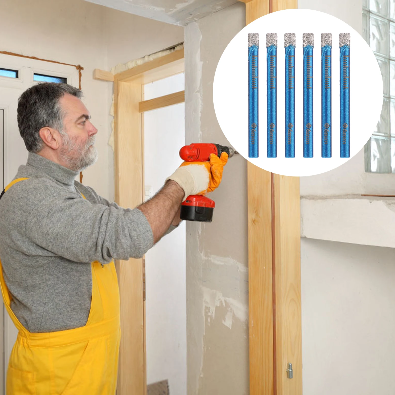 

5Pcs Diamond Hole Kit Dry Use for Ceramic Tiles Porcelain Slabs Glass Marble Tools for Home Improvement