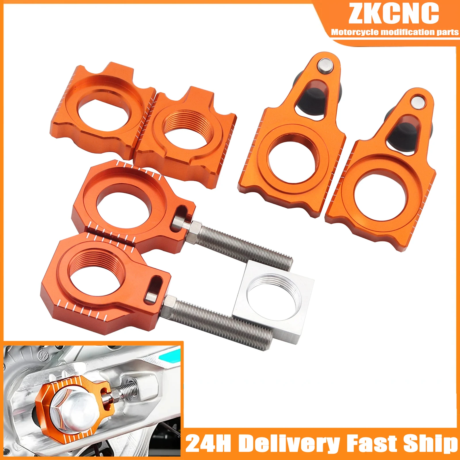 Motorcycle 25mm CNC Rear Chain Adjuster Axle Blocks For KTM SX SXF XC XCF For HUSQVARNA TC FC FS TX FX 125 250 300 350 450 13-23